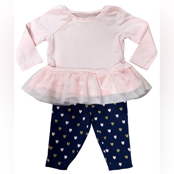 Other - Pink Tulle Dress with Heart Leggings  3-6m